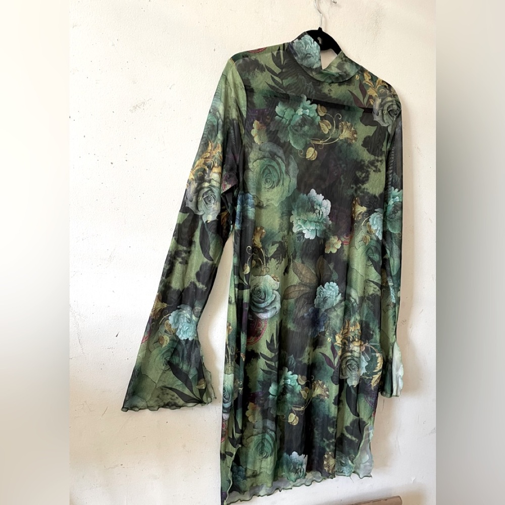 Shein Curves , Green floral dress.2X